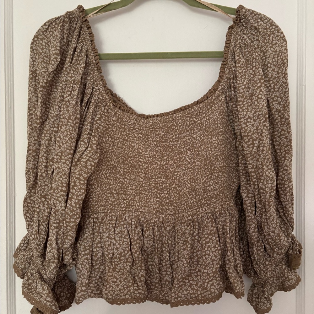 Free People Brown Floral Blouse - Picture 2 of 3